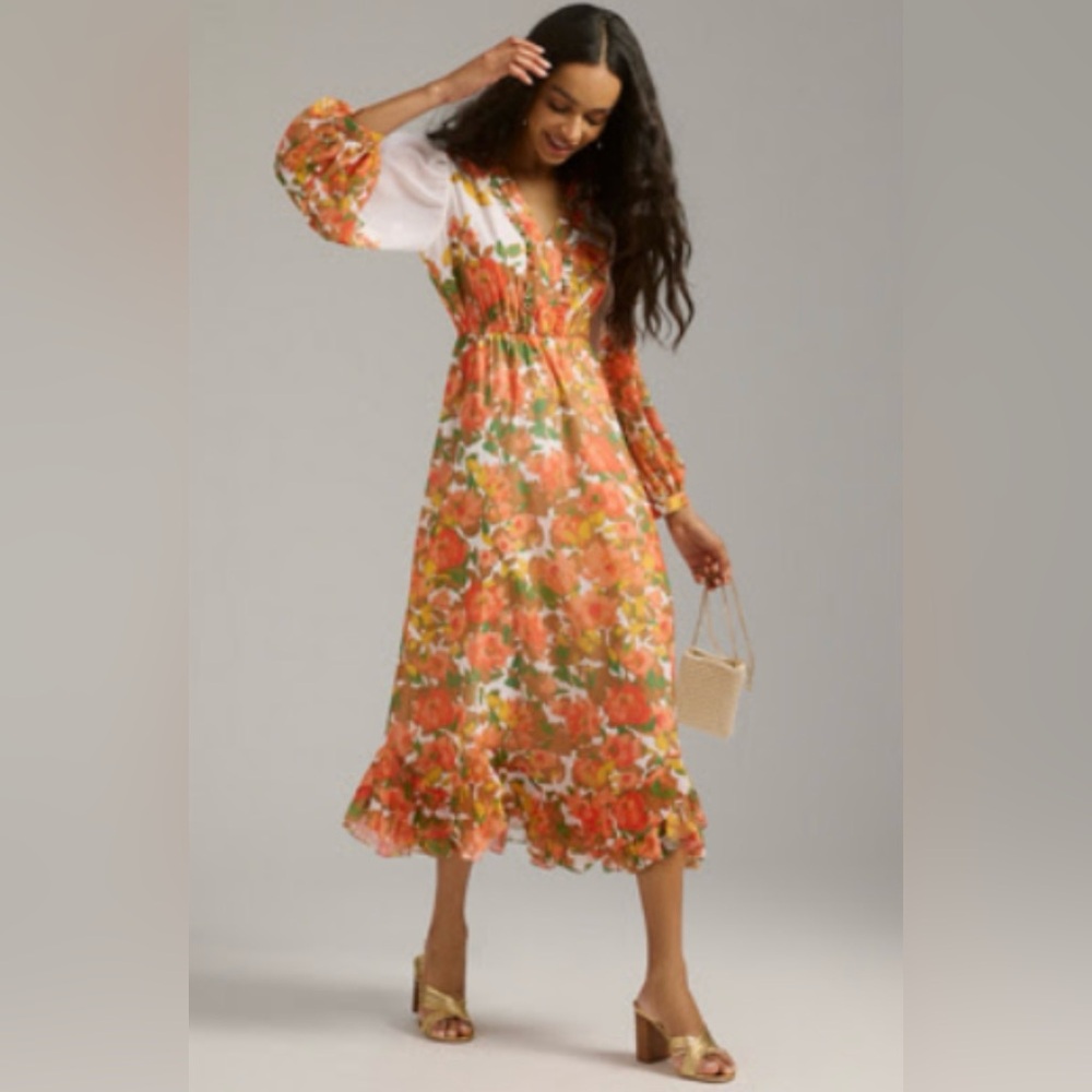 Anthropologie | Vineet Bahl | Floral V-Neck Maxi Dress